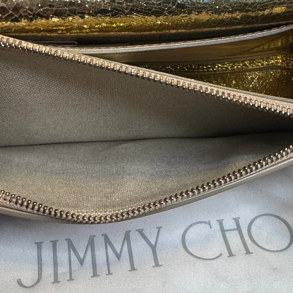 Jimmy Choo Authentic Taupe Crossbody Bag w/Metallic Interior, Dusty, Auth Card